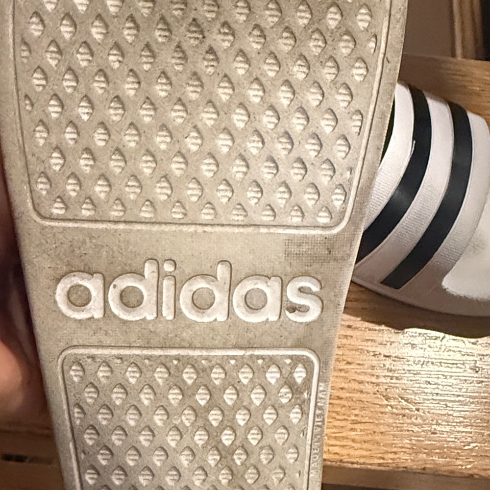 Adidas White Slides with Black Stripes - Picture 6 of 6